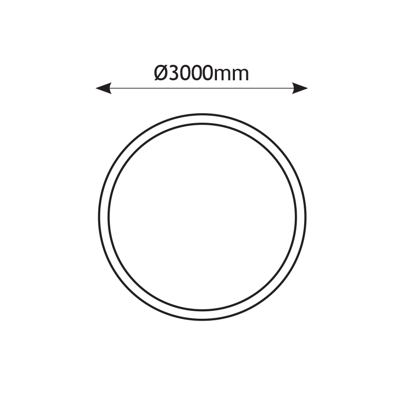 HOLY CIRCULAR ALUMINUM PROFILE D:3M WITH SILICONE OPAL DIFFUSER, WITHOUT ACCESSORIES P32353CU