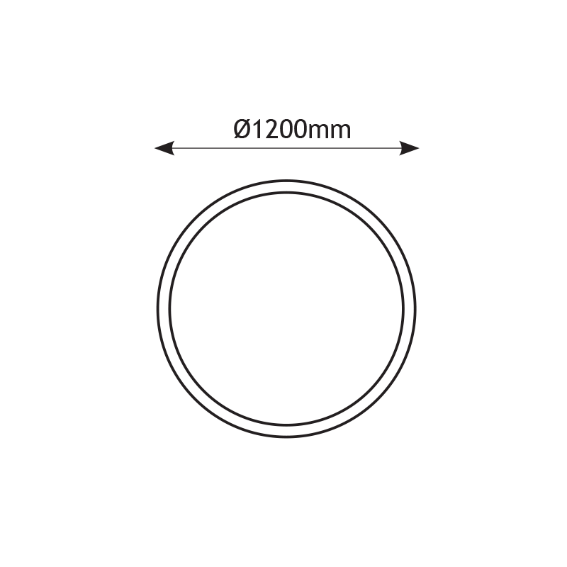 HOLY CIRCULAR ALUMINUM PROFILE D:1.2M WITH SILICONE OPAL DIFFUSER, WITHOUT ACCESSORIES P323512CU