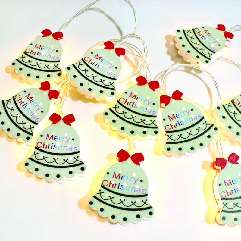 CHRISTMAS BELLS MOTIFS 10 LED WW STRING LIGHTS 2ΧAA (NOT INCL) IP20 1,35m 30cm TRANS LEAD CABLE X09101119