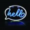 HELLO, 220 NEON LED BATERRY(3xΑΑ)/USB, WHITE/BLUE, IP20, 25.5*2*18.5 F0422026330