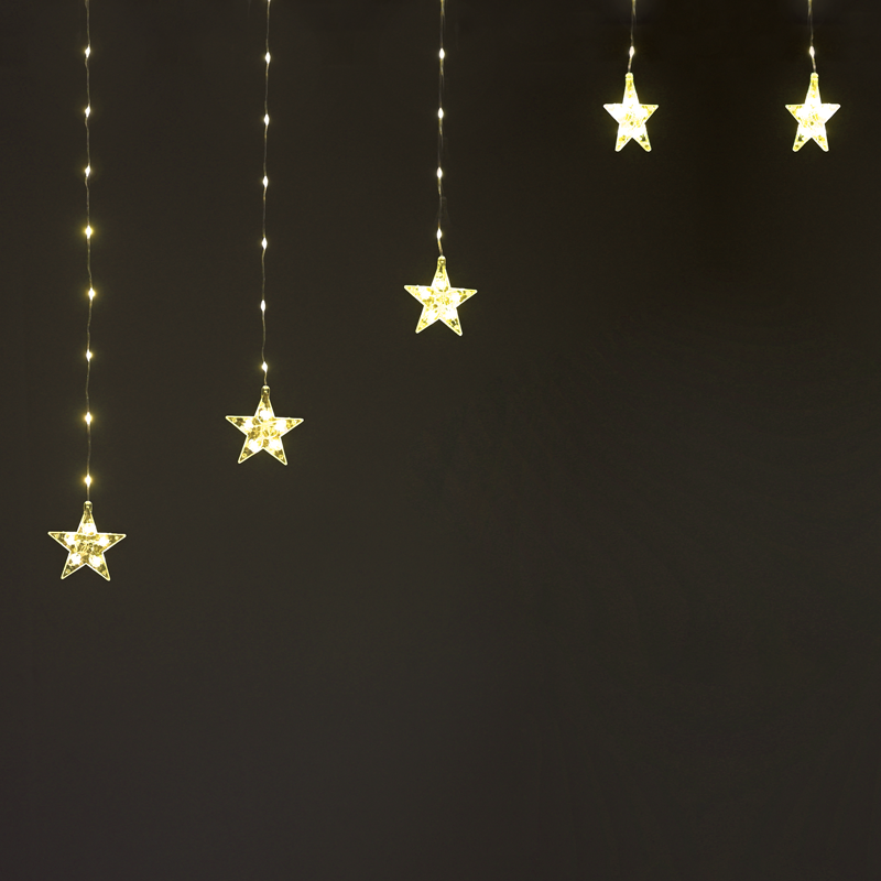 222WW LED CURTAIN STARS TRANSPARENT COPPER WIRE ADAPT CONN MAX 3 SETS  3m*1.2m  8 FUNCTION IP20 3m LEAD CABLE X042221210