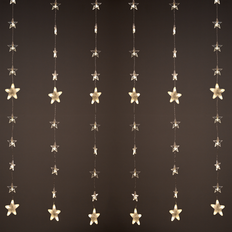 144 LED CURTAIN  8 STRINGS*18 LED WW STEADY ADAPTOR  24VDC CONNECT MAX 4 SETS P44 200x150cm TRANSP 3m LEAD CABLE X071441492