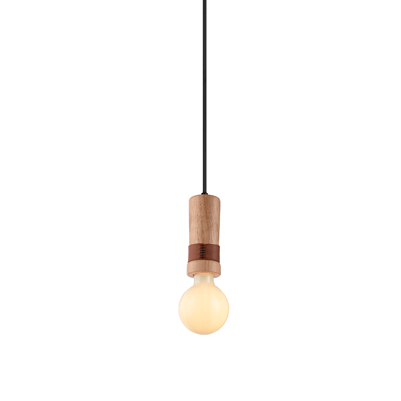 ^ PHASING OUT PENDANT LUMINAIRE 1XE27 WOOD+ LEATHER D6XH120CM MEMPHIS OD7821P6