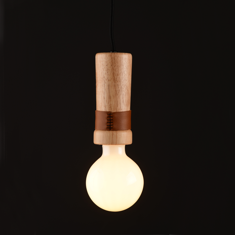 ^ PHASING OUT PENDANT LUMINAIRE 1XE27 WOOD+ LEATHER D6XH120CM MEMPHIS OD7821P6
