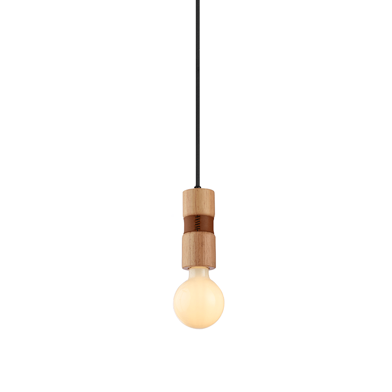^ PHASING OUT PENDANT LUMINAIRE 1XE27 WOOD+ LEATHER D6XH120CM MEMPHIS OD7831P6