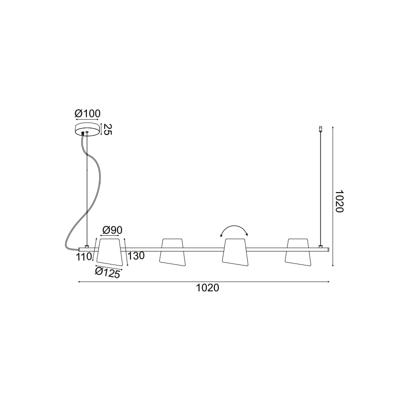 ^ PHASING OUT PENDANT LIGHTING 4ΧE14 BRONZE METAL 27Χ102ΧΗ120CM AYRAN EF27P4102CP
