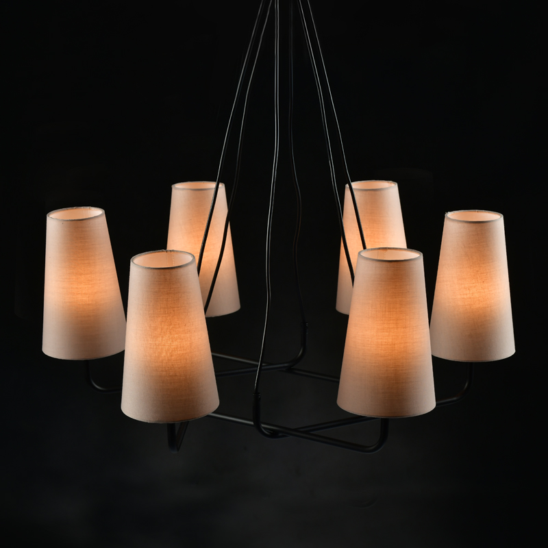 ^ PHASING OUT PENDANT LIGHTING 6ΧΕ14 BLACK METAL+ BIEGE SHADE 74Χ74ΧΗ110CM TUSCAN HL35426P73BG