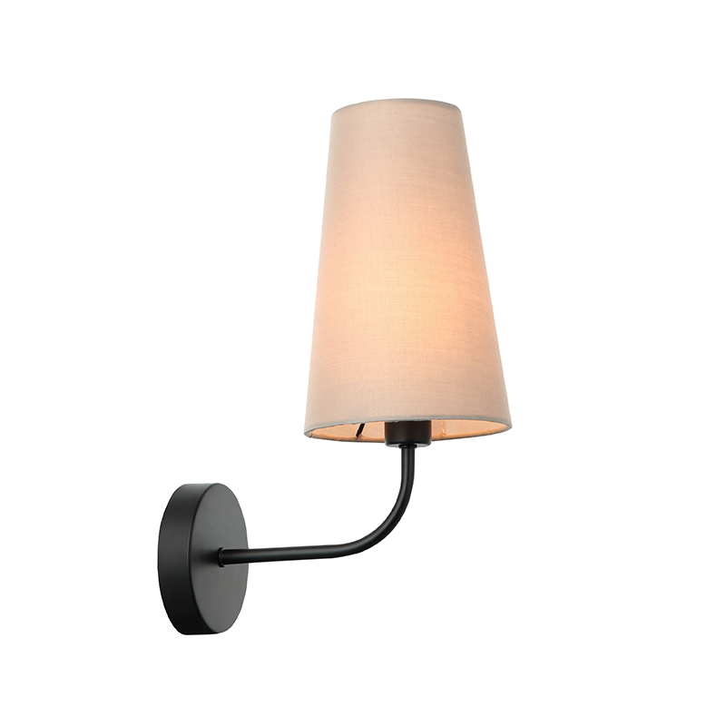 ^ PHASING OUT WALL MOUNTED LIGHTING 1ΧE27 BLACK METAL+ BIEGE SHADE 22Χ14ΧΗ32CM TUSCAN HL35421W32BG