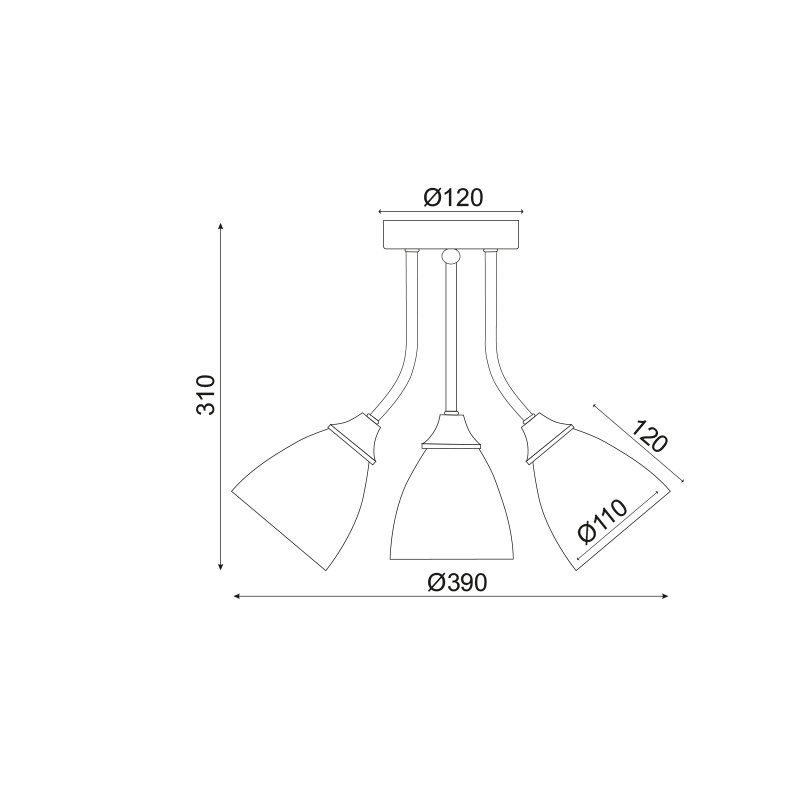 PHASING OUT CEILING FIXTURE CHROME WITH GLASS Φ38CM 3XE14 REA DLA8113A