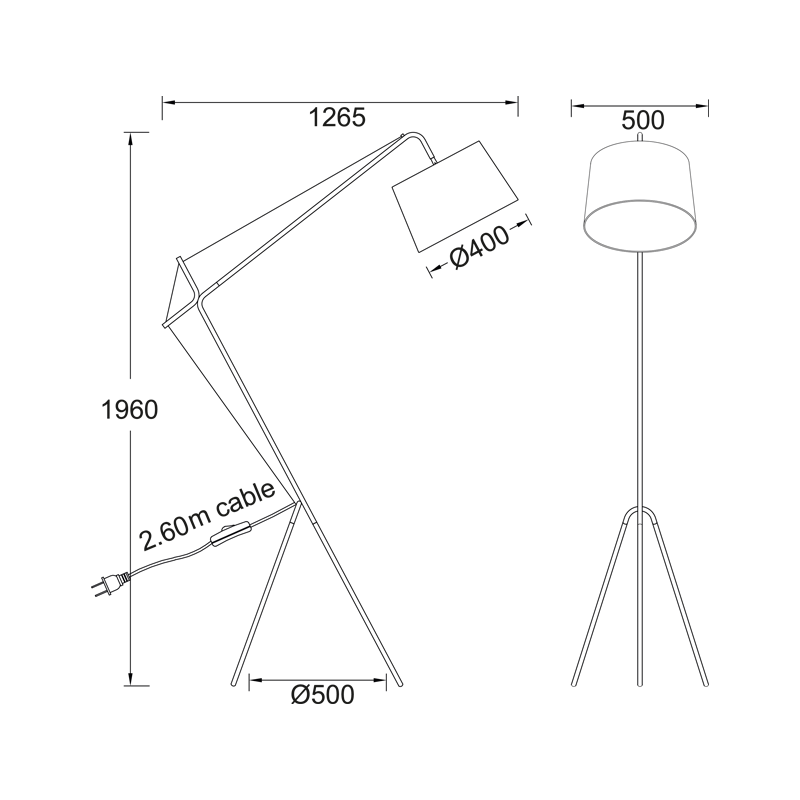 PHASING OUT FLOOR LAMP BLACK FABRIC SHADE 1XE27 ANDALUSIA MF14429BK