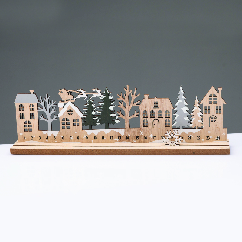 ^WOODEN XMAS WITH TREES DECORATIVE MOTIF 33x5x10cm^ X063362
