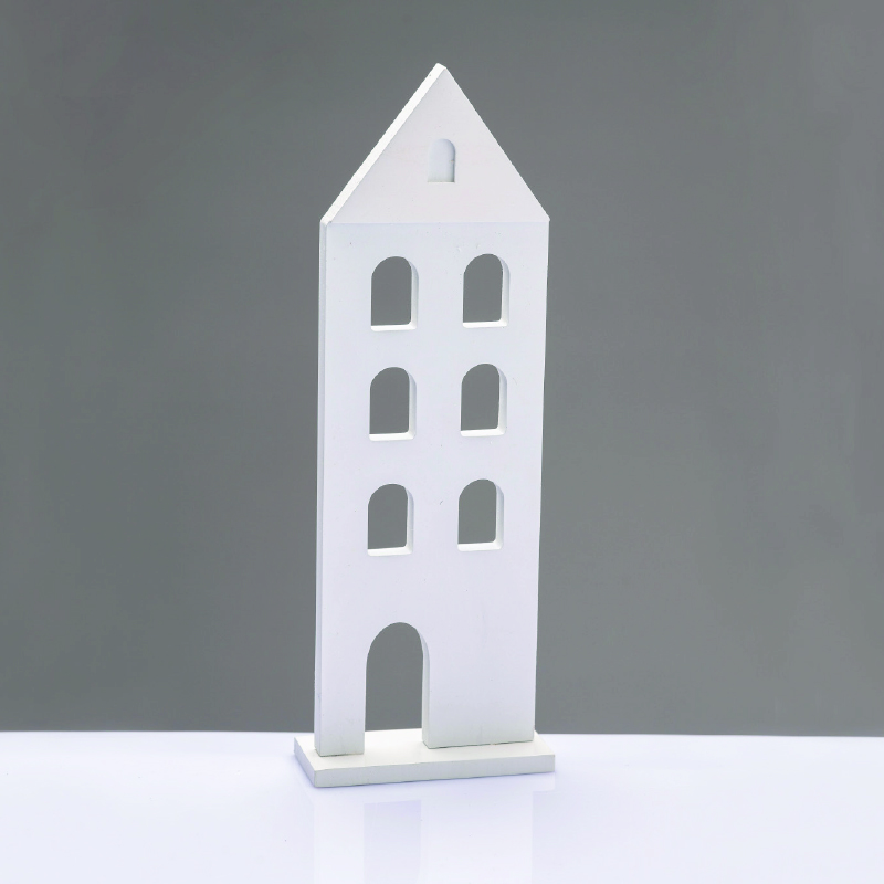 ^WOODEN DECORATIVE MOTIF WHITE HOUSE 11.5*5*33,5cm^ X063367