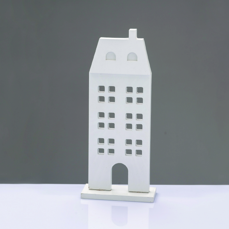 ^WOODEN DECORATIVE MOTIF WHITE HOUSE 11.5*5*27,5cm^ X062768