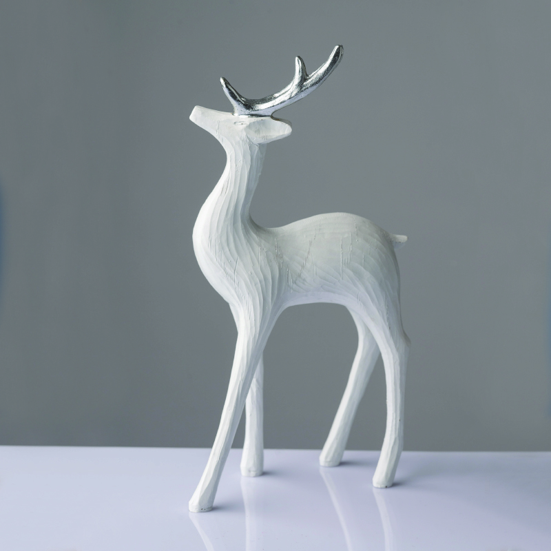 DECORATIVE RESIN REINDEER WHITE 31cm X1574716