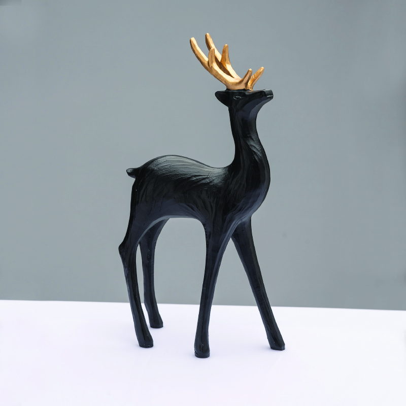 DECORATIVE RESIN REINDEER  BLACK 31cm X1573616