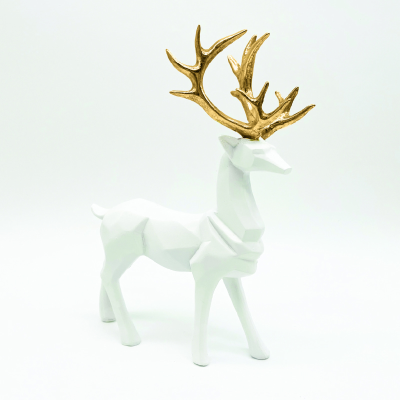 DECORATIVE RESIN REINDEER WHITE 30cm X1584617