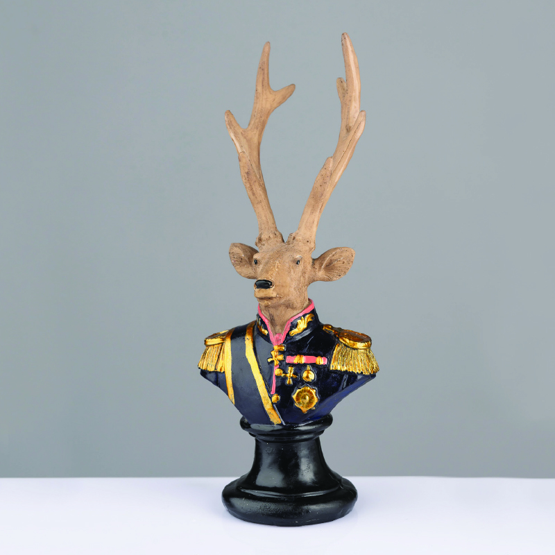 DECORATIVE DEER RESIN SOLDIER  BROWN 24cm X1524511