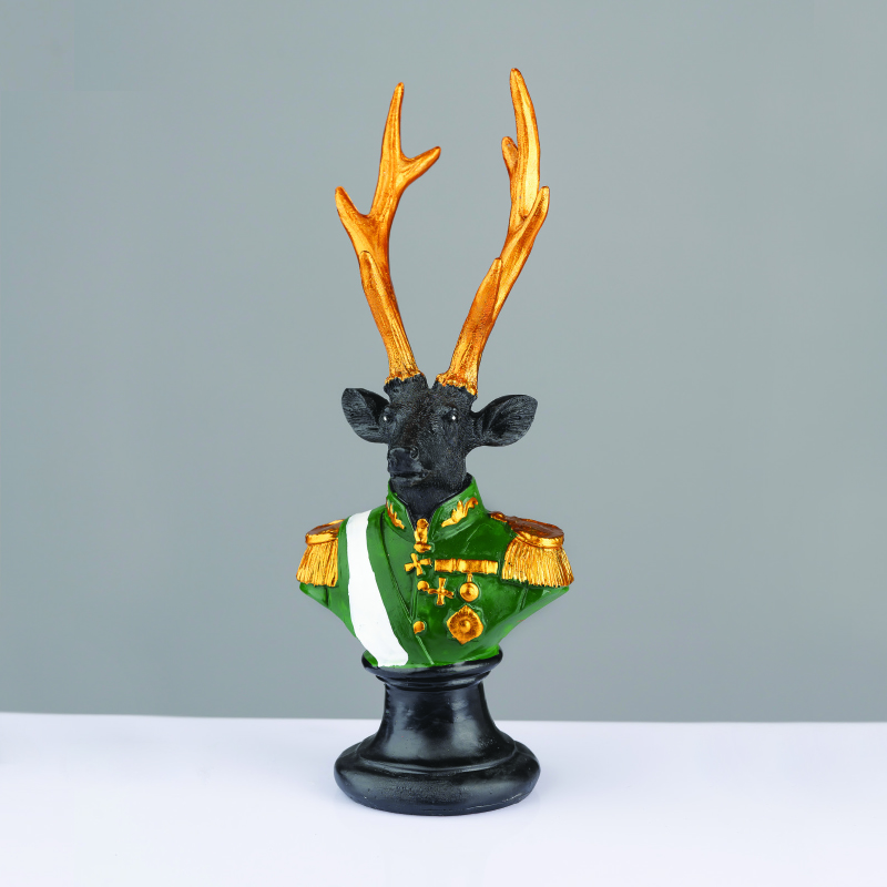 DECORATIVE DEER RESIN SOLDIER BLACK 24cm X1524311