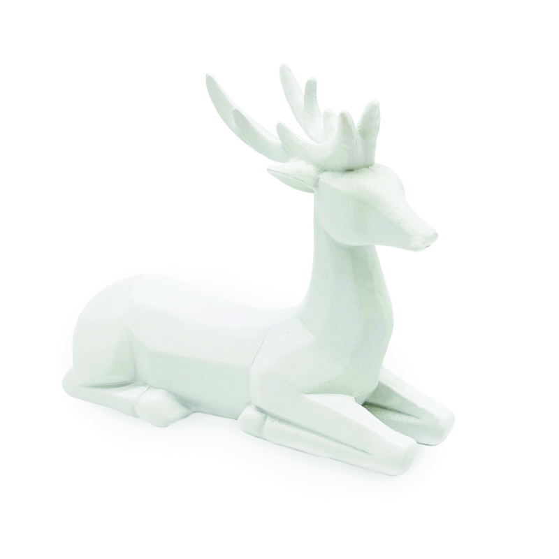 DECORATIVE RESIN REINDEER WHITE 15cm X156413