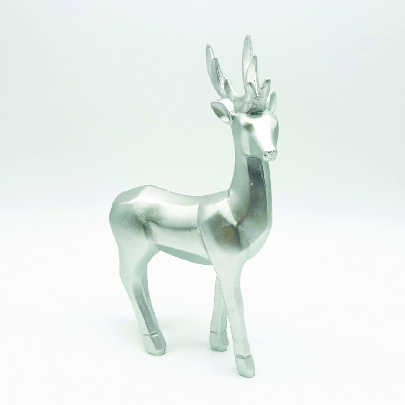 DECORATIVE RESIN REINDEER SILVER 25cm X156715