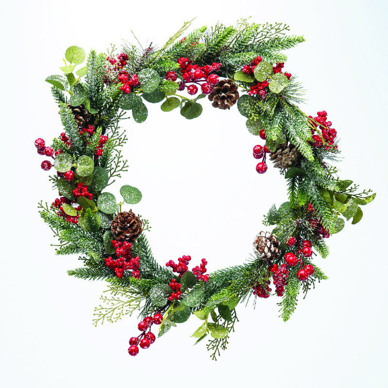 CHRISTMAS WREATH BERRIES & PINES DIAM:48cm X094816