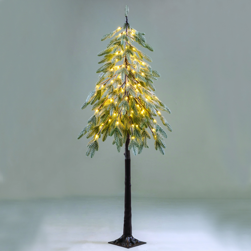 ^SNOWY GREEN PINE TREE 56 WW LED ADAPT:24V IP44 H:120cm BASE:17x17cm 5m LEAD CABLE^ X10561446