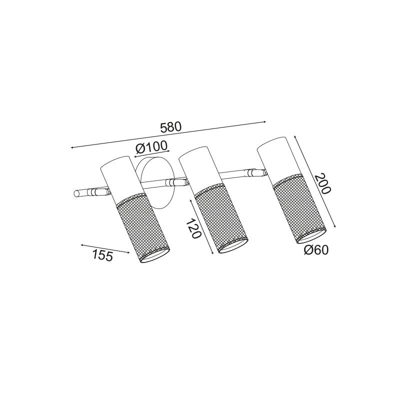 ^ PHASING OUT WALL MOUNTED LUMINAIRE 3XE27 BLACK METAL 58Χ16Χ20CM ALCATRAZ OD603S58BK
