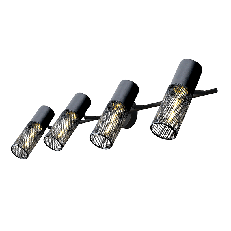 ^ PHASING OUT WALL MOUNTED LUMINAIRE 4XE27 BLACK METAL 84Χ16Χ20CM ALCATRAZ OD604S84BK