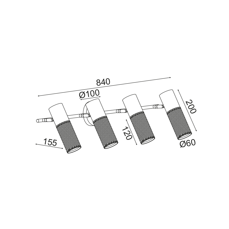 ^ PHASING OUT WALL MOUNTED LUMINAIRE 4XE27 BLACK METAL 84Χ16Χ20CM ALCATRAZ OD604S84BK