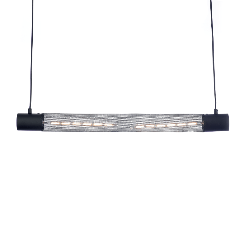 ^ PHASING OUT PENDANT LUMINAIRE 2XE27 BLACK METAL 72Χ6XH120CM ALCATRAZ OD602P72BK