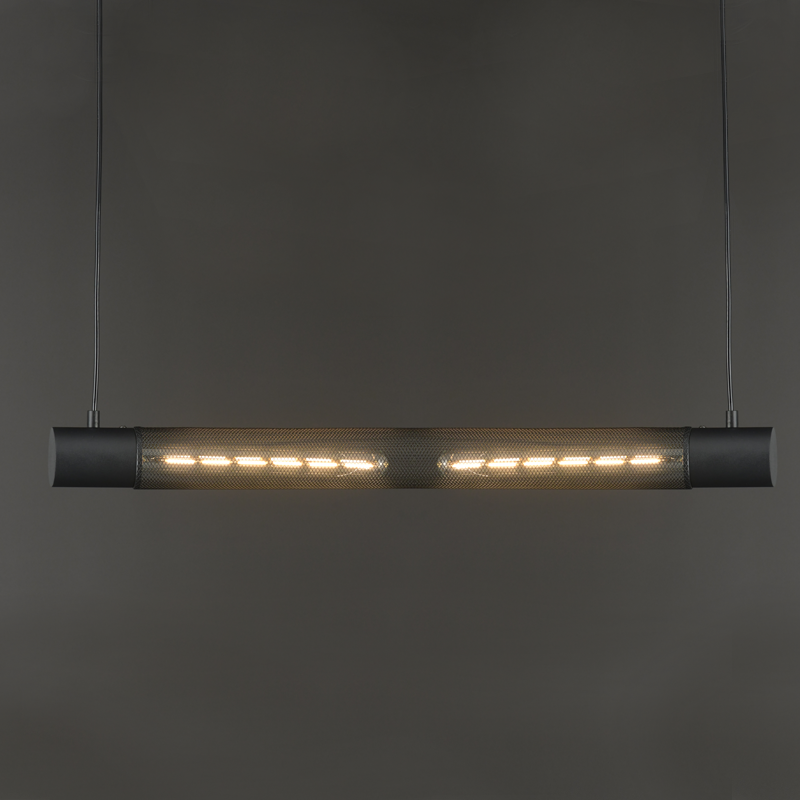 ^ PHASING OUT PENDANT LUMINAIRE 2XE27 BLACK METAL 72Χ6XH120CM ALCATRAZ OD602P72BK