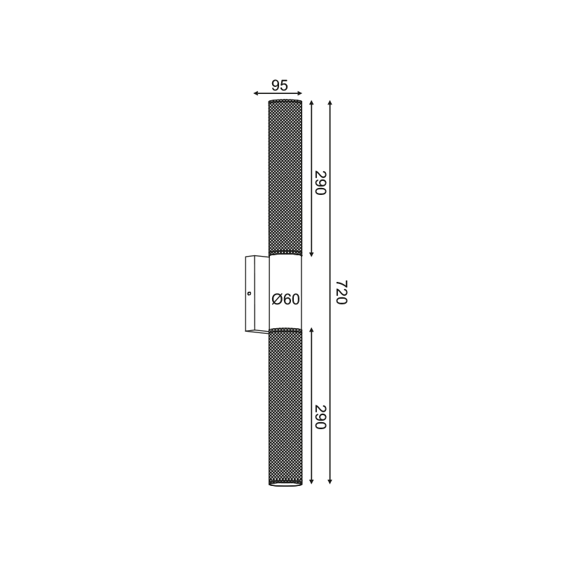 ^ PHASING OUT WALL MOUNTED LUMINAIRE 2XE27 BLACK METAL 10Χ10X72CM ALCATRAZ OD602W72BK
