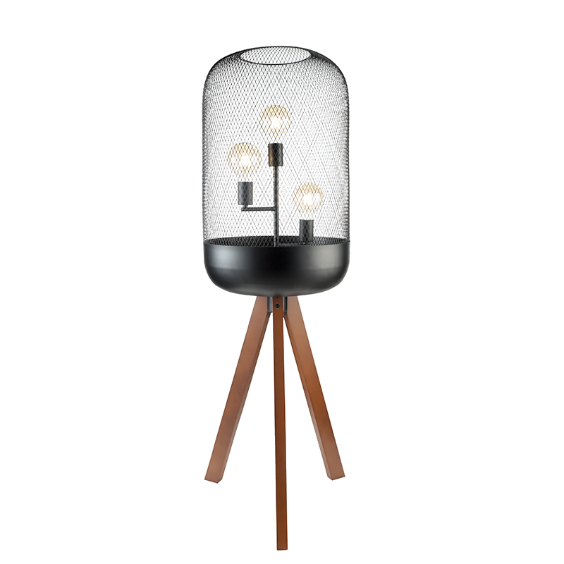 ^ PHASING OUT FLOOR LIGHTING 3ΧΕ27 WOOD+ BLACK METAL D54XH130CM PAROT TF503F130BK