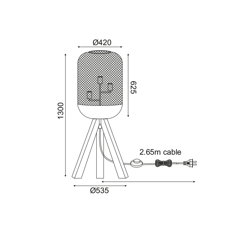 ^ PHASING OUT FLOOR LIGHTING 3ΧΕ27 WOOD+ BLACK METAL D54XH130CM PAROT TF503F130BK