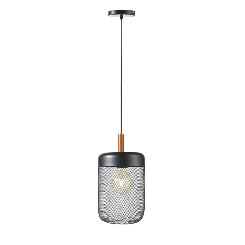 ^ PHASING OUT PENDANT LIGHTING 1ΧΕ27 WOOD+ BLACK METAL D20XH154CM PAROT TF501P20BK