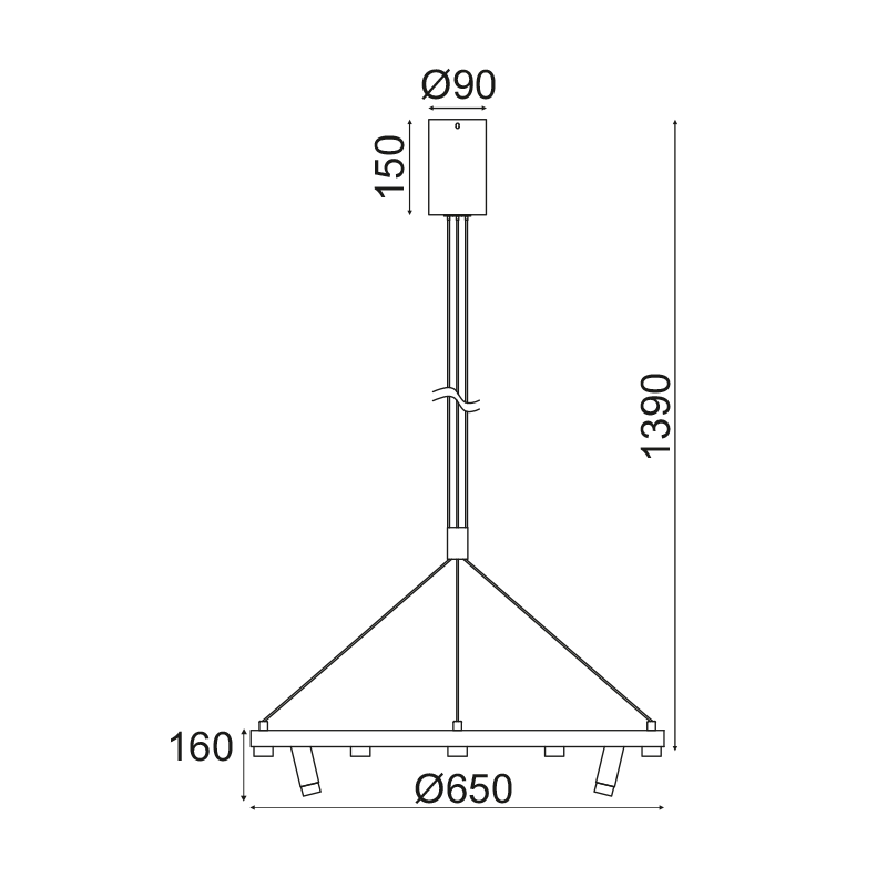 ^ PHASING OUT PENDANT LIGHTING LED 48W COB BLACK ALUMINUM 3000K 4320LM D65ΧH139CM MAGNETO JNBP48LED65BK