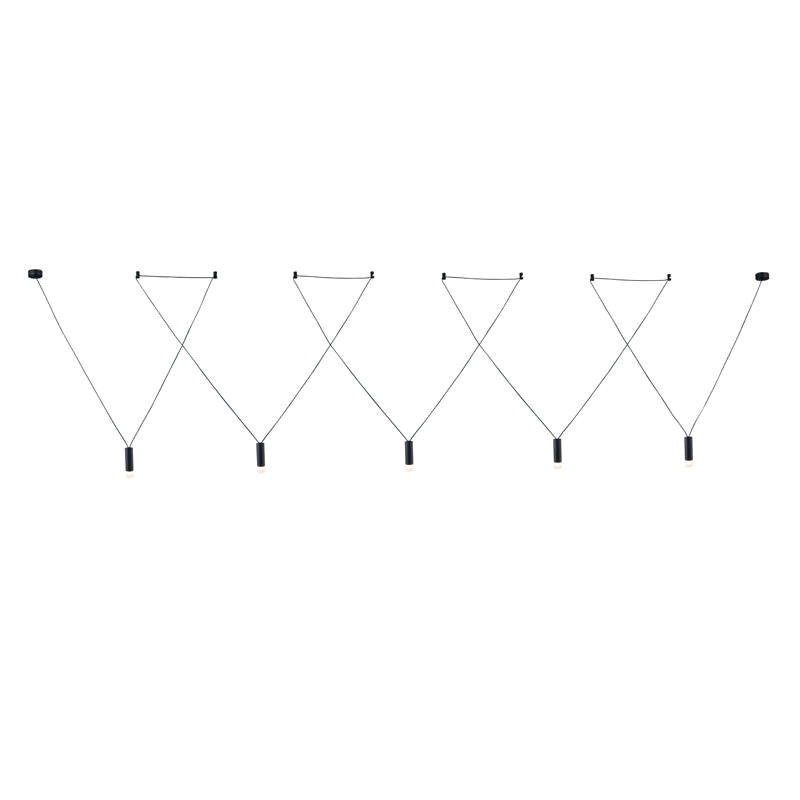 ^ PHASING OUT PENDANT LIGHTING 5ΧG9 BLACK ALUMINUM 5x D3,6XH13CM CABLE 11,2M 8HOOKS TERES YL22P5BK