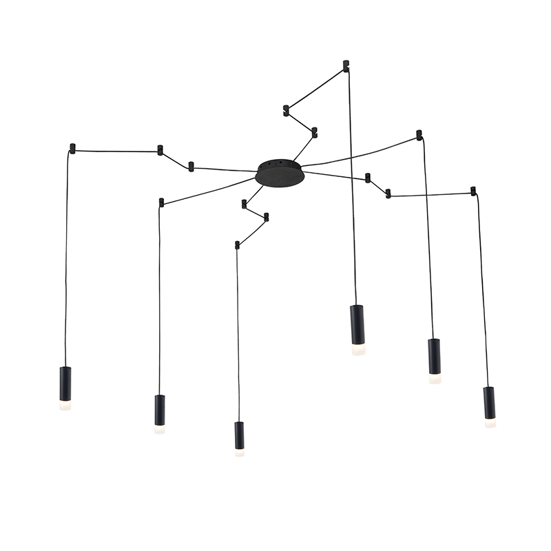 ^ PHASING OUT PENDANT/CEILING LIGHTING 6ΧG9 BLACK ALUMINUM 6x D3,6XH13CM CABLE 1,9M 14HOOKS TERES YL22C6BK