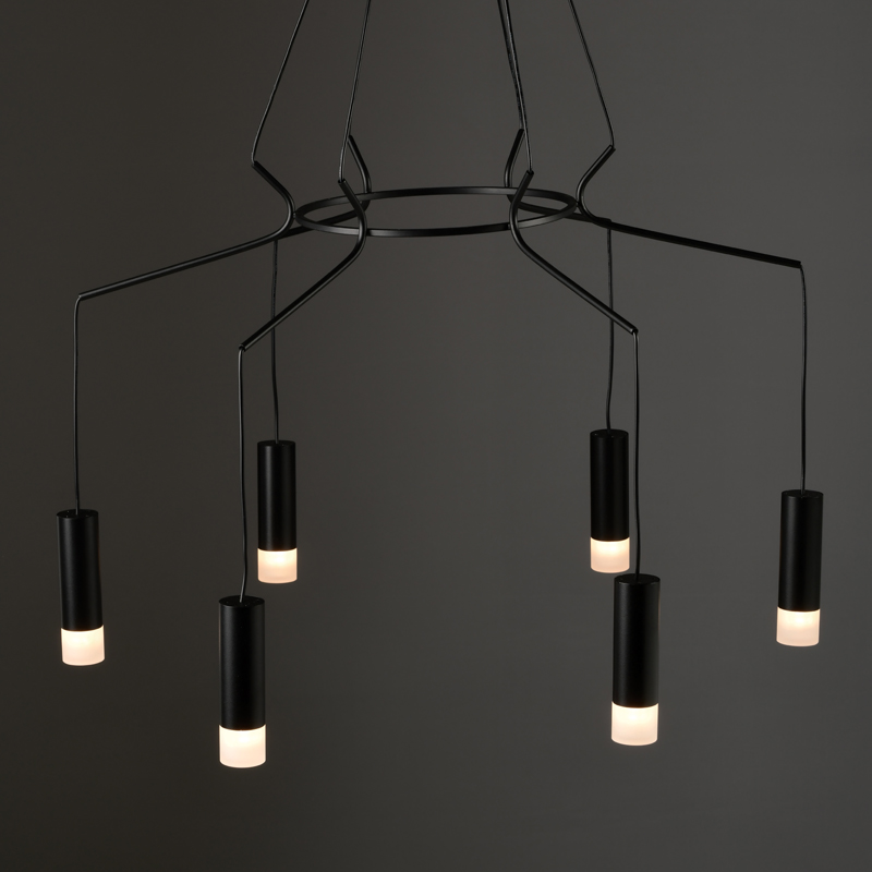 ^ PHASING OUT PENDANT LIGHTING 6ΧG9 BLACK ALUMINUM 6x D3,6XH13CM CABLE 1,3M TERES YL23P6BK