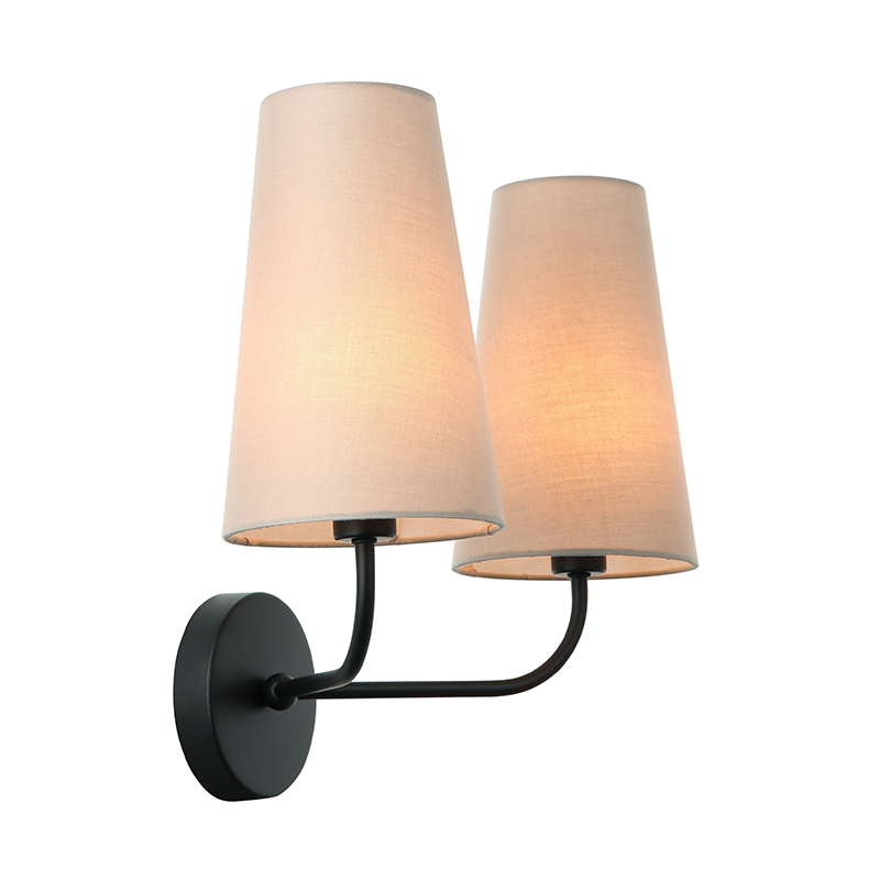 ^ PHASING OUT WALL MOUNTED LIGHTING 2ΧΕ14 BLACK METAL+ BIEGE SHADE 38Χ22ΧΗ33CM TUSCAN HL35422W38BG