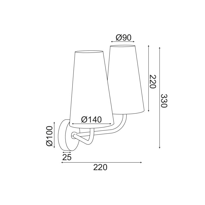 ^ PHASING OUT WALL MOUNTED LIGHTING 2ΧΕ14 BLACK METAL+ BIEGE SHADE 38Χ22ΧΗ33CM TUSCAN HL35422W38BG