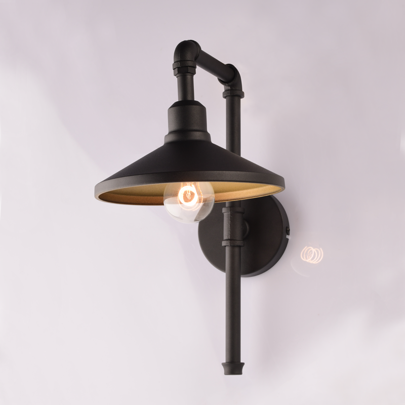 ^ PHASING OUT WALL MOUNTED LIGHTING 1ΧE27 BLACK+GOLD METALLIC 33Χ22Χ39CM PIPE AR4171W39BG