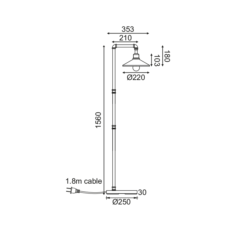 ^ PHASING OUT FLOOR LIGHTING 1ΧE27 BLACK+GOLD METALLIC 35Χ25ΧH156CM PIPE AR4171F156BG