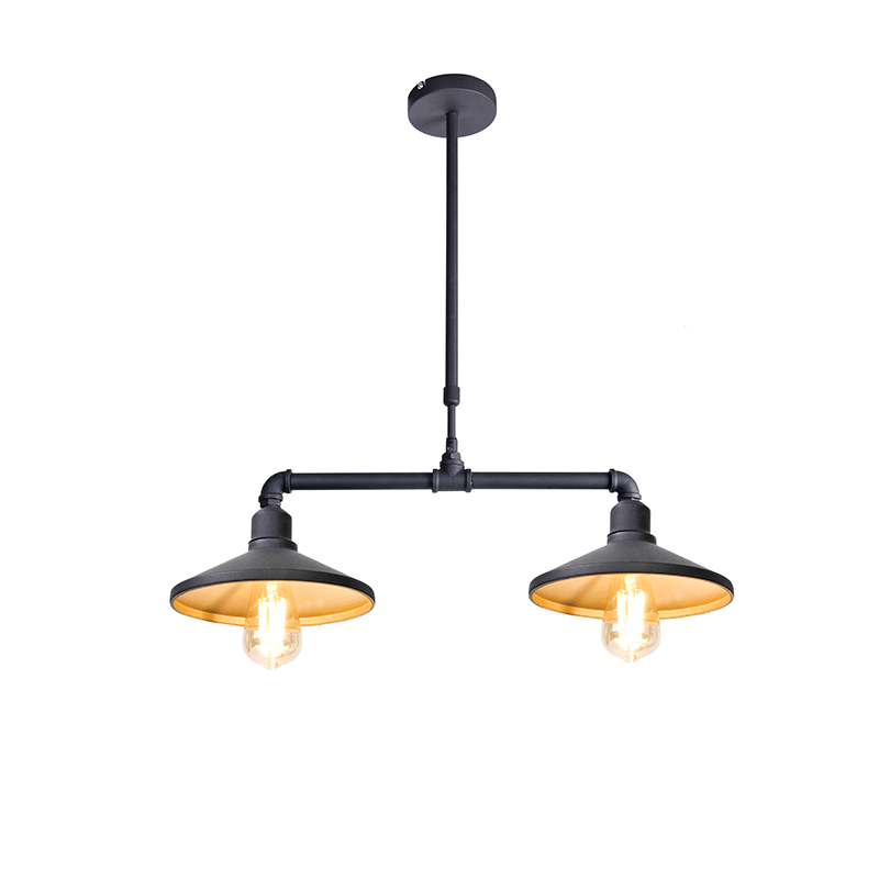 ^ PHASING OUT PENDANT LIGHTING 2ΧE27 BLACK+GOLD METALLIC 63Χ22ΧH92CM PIPE AR4172P63BG