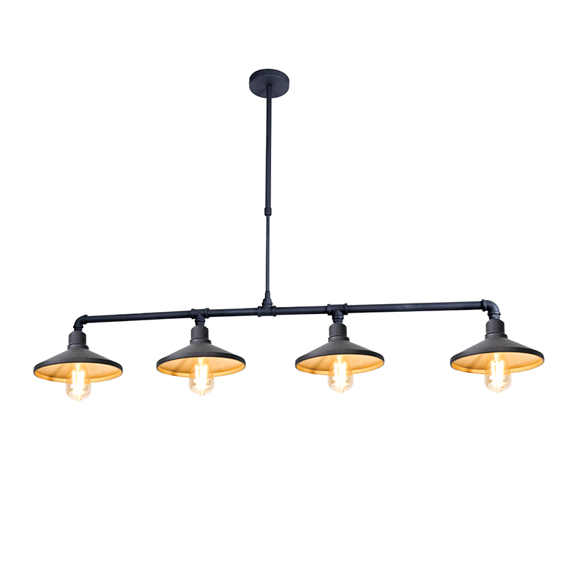 ^ PHASING OUT PENDANT LIGHTING 4ΧE27 BLACK+GOLD METALLIC 130Χ22ΧH92CM PIPE AR4174P130BG