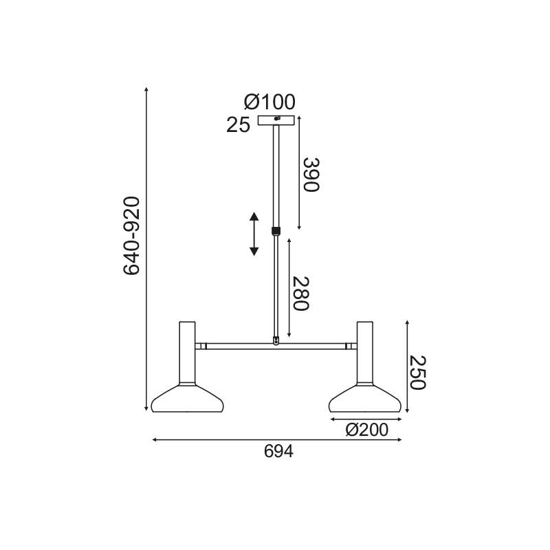 ^ PHASING OUT PENDANT LIGHTING 2ΧE27 BLACK+ BRASS 69Χ20XΗ92CM SHERLOCK AR4182P69BB