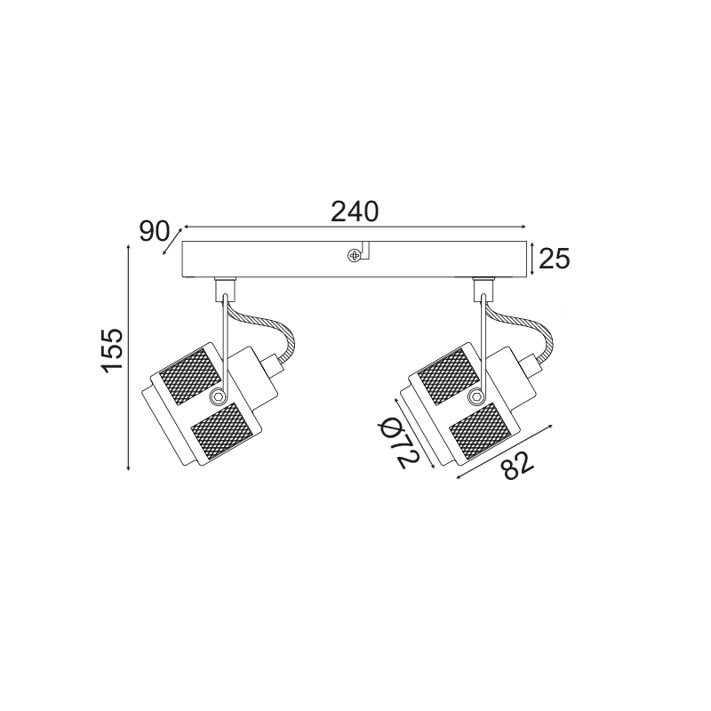 ^ PHASING OUT WALL MOUNTED LIGHTING 2ΧGU10 GREY METALLIC 28Χ10Χ16CM KRYPTON AR2092W28G