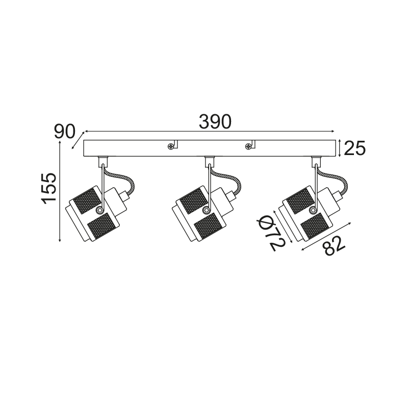 ^ PHASING OUT WALL MOUNTED LIGHTING 3ΧGU10 GREY METALLIC 43Χ10Χ16CM KRYPTON AR2093W43G