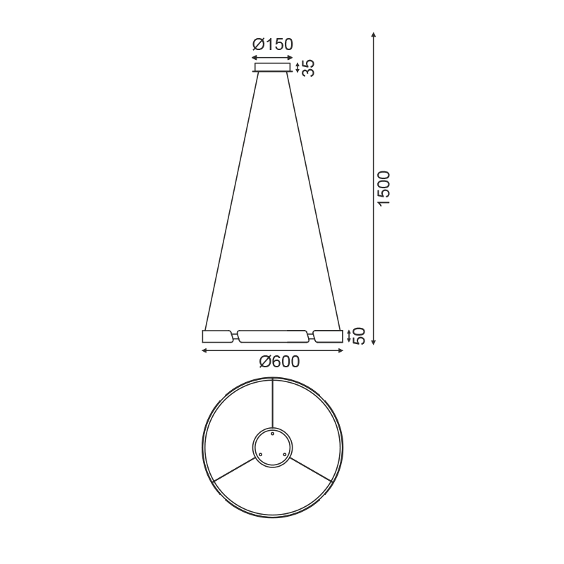 ^ PHASING OUT PENDANT LIGHTING LED 34W 3000K 2720LM BRASS ALUMINUMLIC D60XH150CM THEMIDA ZM18LEDP60AB