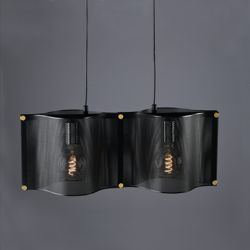^ PHASING OUT PENDANT LIGHTING 2ΧΕ27 BLACK METALLIC 57Χ20ΧH120CM MORDOR HM842P57BK
